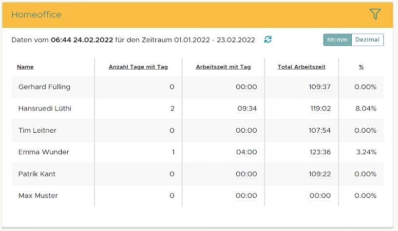 homeoffice auswertung